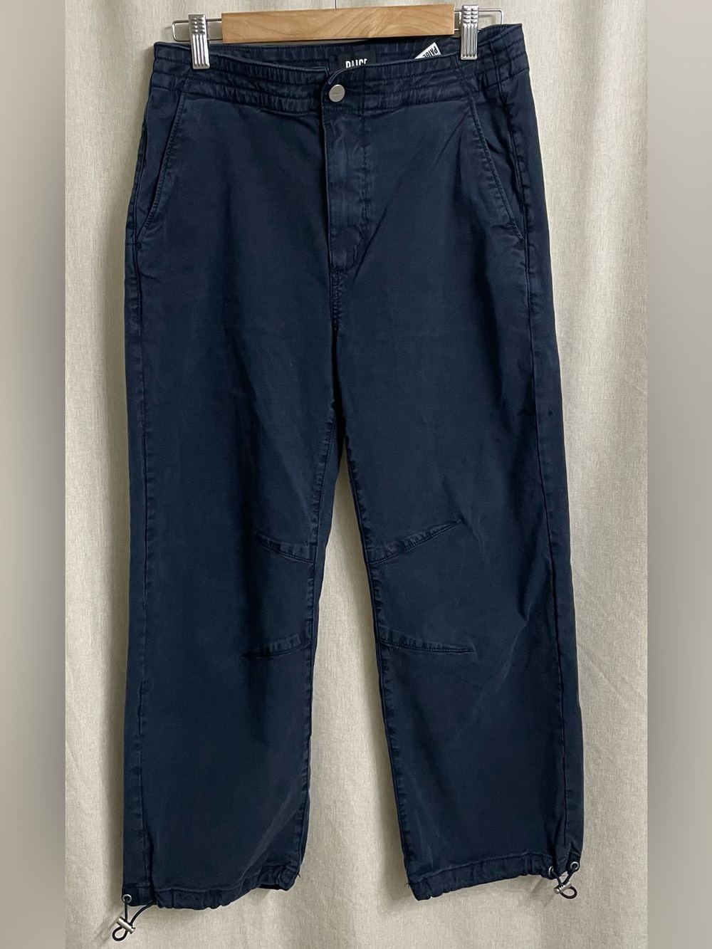 PAIGE Navy Lyocell Utility Cargo Pants Drawstring Hem Size 28